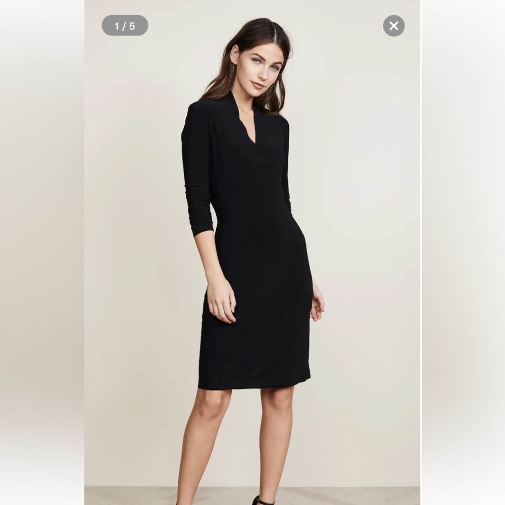 Norma Kamali long sleeve side draped dress modern drape sz small
